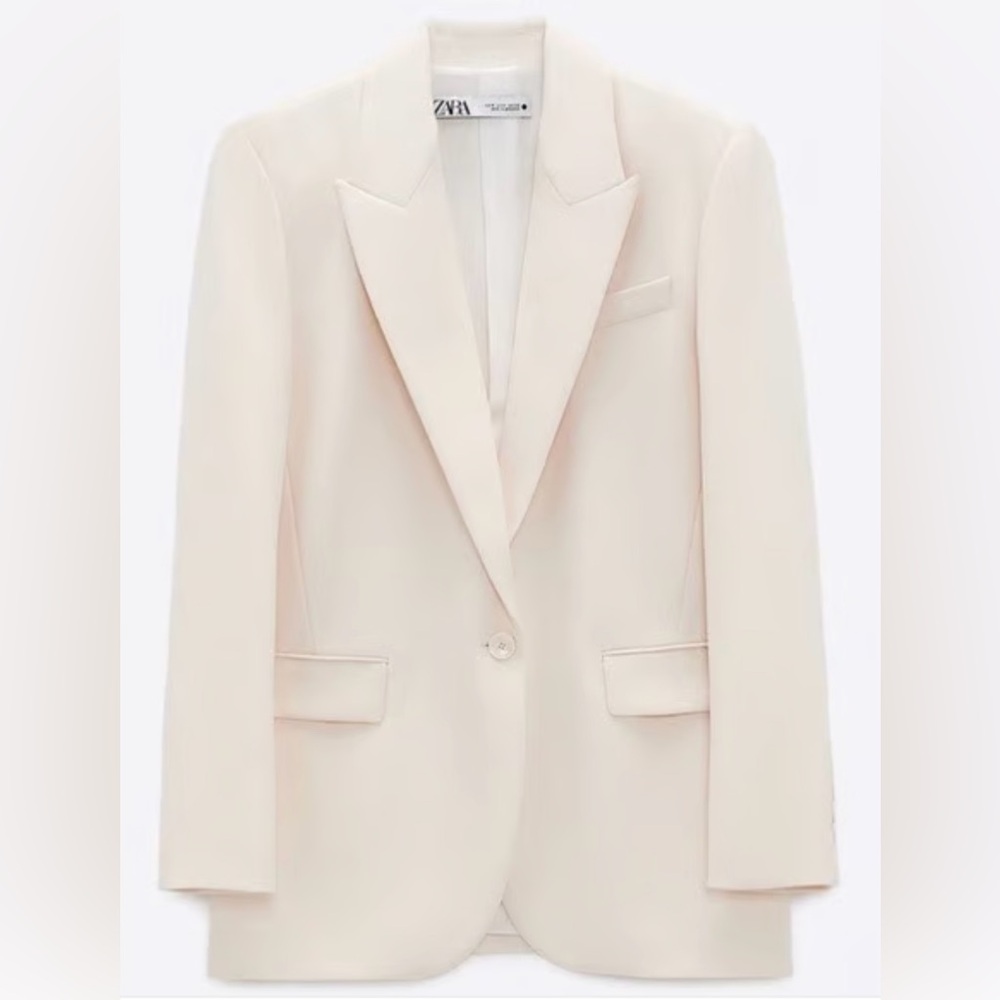Zara Cream Oversized Full-Cut Blazer with Pockets — Size XS